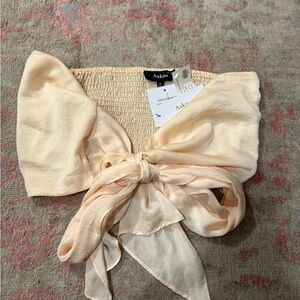 Aakaa Beige Bow Tie Blouse
